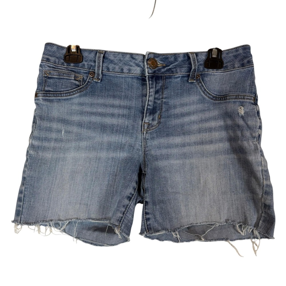 Maurices Shorts Womens M Blue Denim Cutoff Raw Hem Distressed Stretch Casual